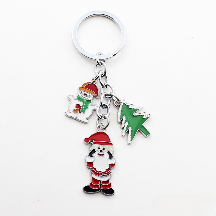 Wholesale Christmas Santa Claus Bell Snowflake Drop Oil Zinc Alloy Keychain